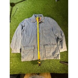 Vintage 90s‎ J Crew Denim Oarsman Chore Jacket Plaid Flannel Lined Mens Large